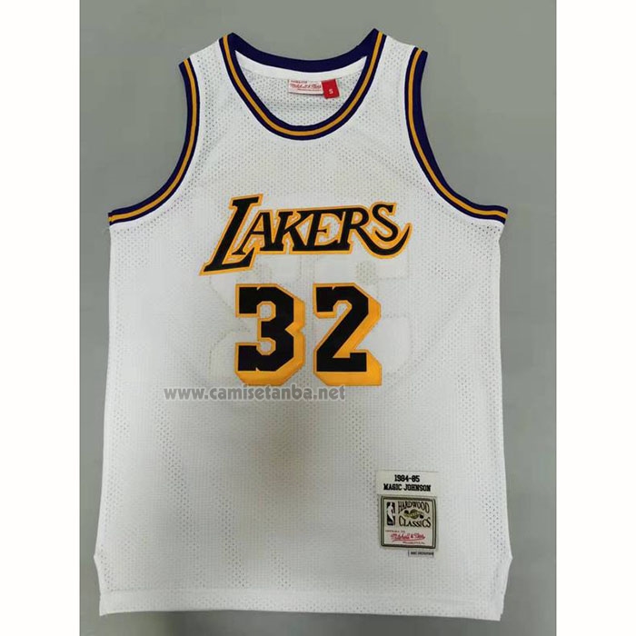 Camiseta Los Angeles Lakers Magic Johnson #32 Mitchell & Ness1984-85 Blanco